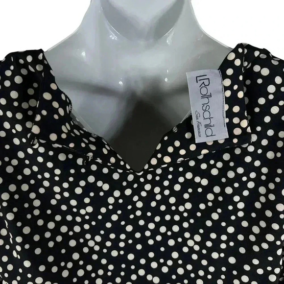 VTG L Rothschild San Francisco Womens L Blouson Dress Ruffle Hem Pearl Buttons - Picture 9 of 15